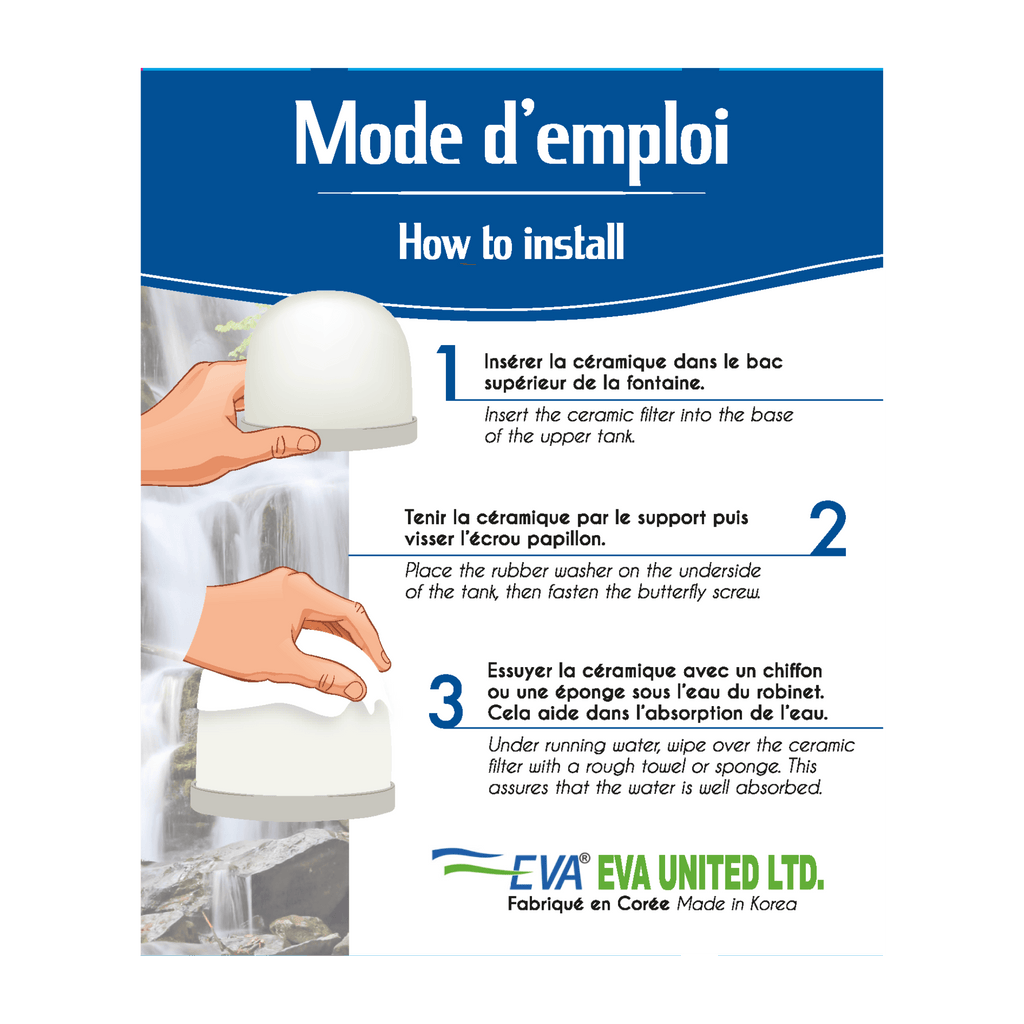 EVA UNITED LTD Cartouches filtres Céramique filtrante haute densité - fontaine EVA